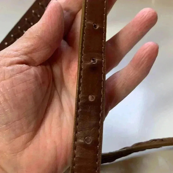 Source Unknown,brown braided leather belt with  gold stitching - Picture 6 of 9